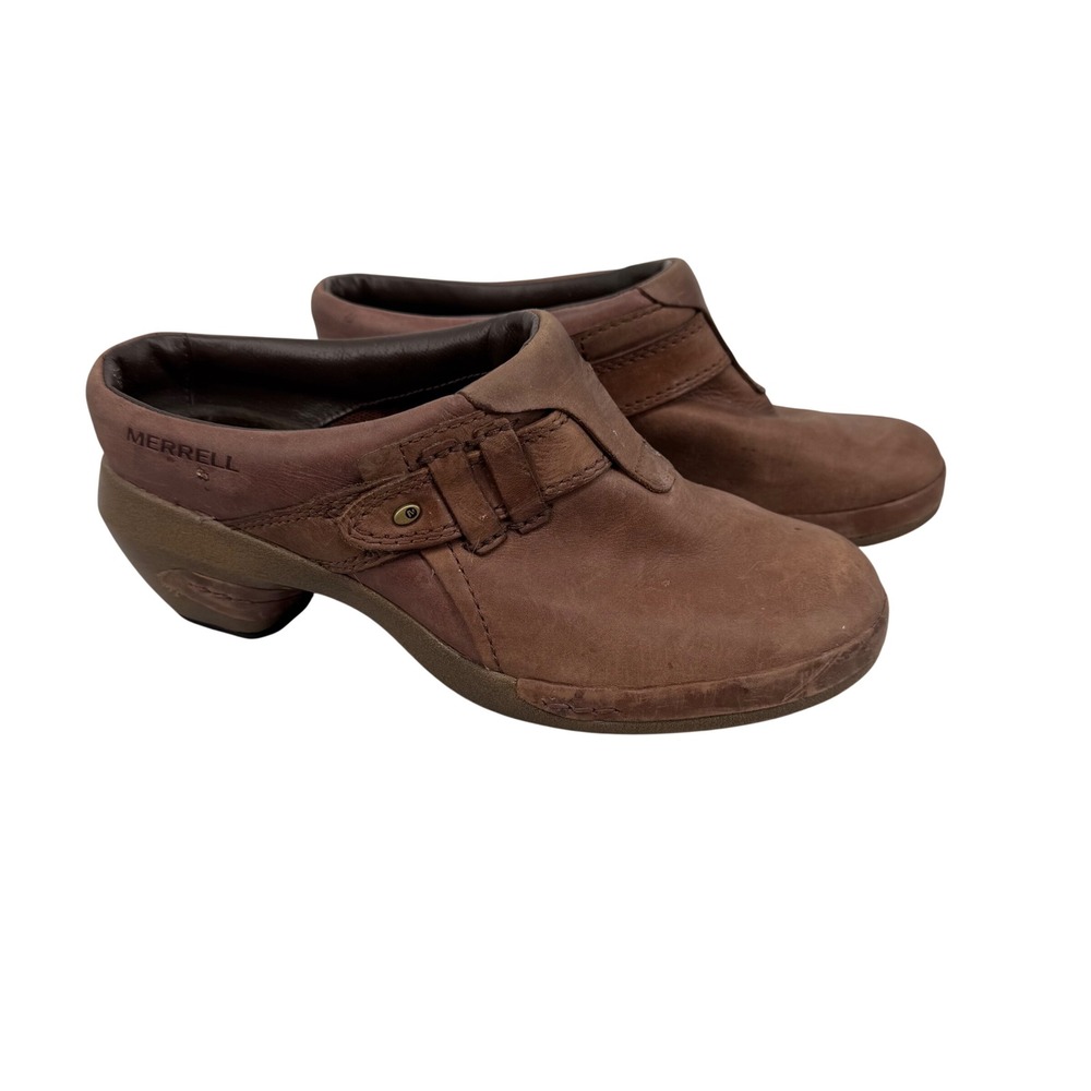 Merrell Luxe Plunge Women Brown Leather Clogs Slip On Size 7 Cottagecore Boho